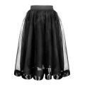Victorian Gothic Double Layered Organza Outer Elastic Band High-waisted Skirt N19423