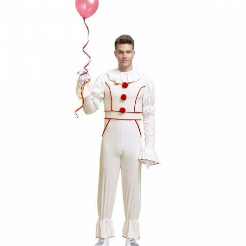 Men's Horror Clown Movie Circus Party Scary Halloween Adult Cosplay Costume N19398