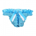 Sexy Ruffle Trim Flirty Elastic Low Waist G-string with Garter Underwear PT19320