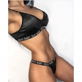 Sexy Black Low Cut Three-Point Floral Lace Edge Lingerie Set N19253