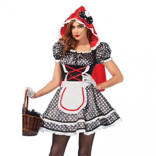 Sexy Adult Little Red Riding Hood Mini Dress Masquerade Cosplay Costume N19110