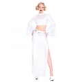 Sexy Adult Wars Flim Princess White Crop Top and Slit Long Skirt Cosplay Halloween Costume N19093