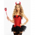 Sexy Adult Black & Red Devil Strapless Mesh Dress Halloween Party Role Play Costume N19033