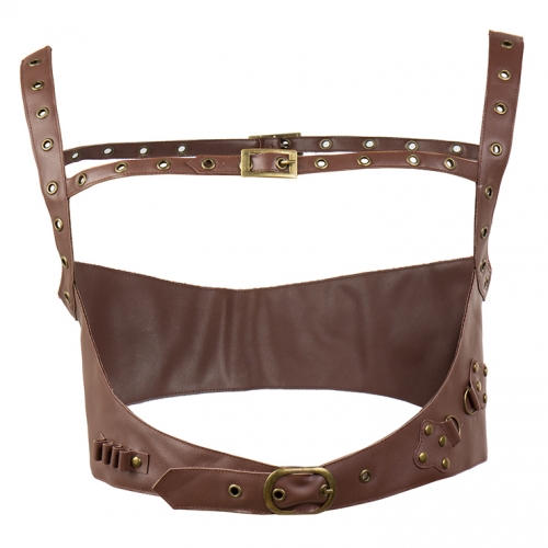 Steampunk PU Leather Strappy Tank Eyelet Buckle Cinch Underbust Corset Belt Harness N19016