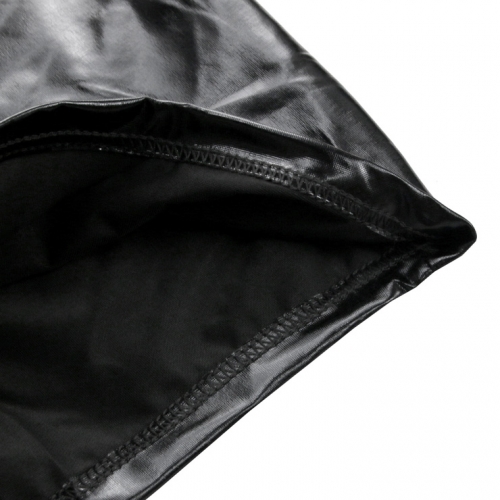 Men's Sexy Glossy PVC Tight-fitting Tank and Shorts Lingerie One-piece Stretchy Jumpsuit N19001