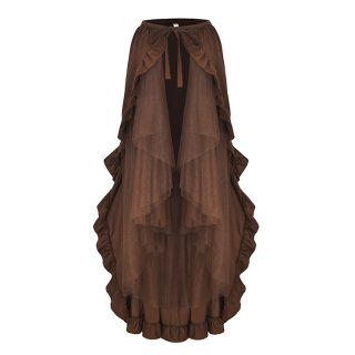 Retro Gothic Multi-layered Mesh and Ruffle Asymmetrical Hemline Open Silhouette Tiered Skirt N18946