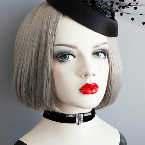 Gothic Black Velvet Rhinestone Embellishment Choker Necklace J18802