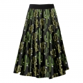 Fashion Casual Cactus Printing Longuette High Waist A-Line Skirt N18794