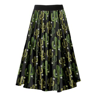 Fashion Casual Cactus Printing Longuette High Waist A-Line Skirt N18794