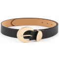 Fashion Black PU Leather Alloy Crescent Moon Buckle Waist Belt Accessory N18783