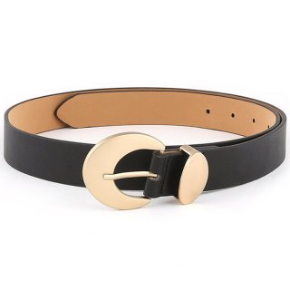 Fashion Black PU Leather Alloy Crescent Moon Buckle Waist Belt Accessory N18783