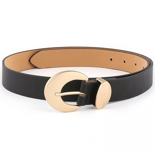 Fashion Black PU Leather Alloy Crescent Moon Buckle Waist Belt Accessory N18783