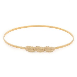 Vintage Golden Leaves Elastic Alloy Thin Slender Waist Belt Accessory N18776