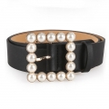 Fashion PU Leather Pearl Square Buckle Cincher Waist Belt N18772