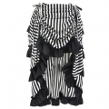 Victorian Steampunk Gothic Black and White Stripes Irregular High-low Ruffle Skirt N18678