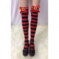 Lovely Red-black Strips Red Bowknot with Sunflower Maid Cosplay Stockings HG18535