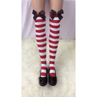 Lovely Red-white Strips Spots Bowknot with Cherry Cosplay Stockings HG18507