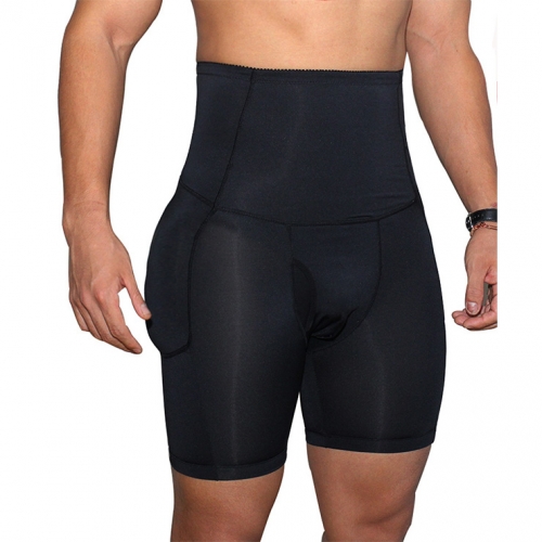 Men's Sexy Black High Waist Boxer Shorts Elastic Shapewear Underpants Cozy Male Undergarments PT18452