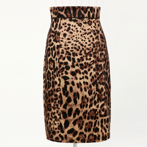 Women's Fashion Leopard Print High Waist Slim-fitting Midi Barrel Skirt N18433
