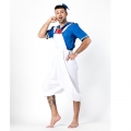4PCS Retro Men's Sailor Costume Sailor Shirt and Suspenders Cosplay Set N18304