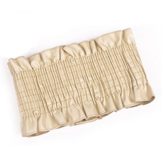 Fashion Apricot Faux Leather Ruffle Elastic Wide Waistband Waist Cincher Belt N18259