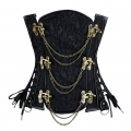 Vintage Black Jacquard Steel Boned Underbust Corset N10871