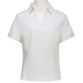White Cotton V-Neck Women's Blouse N18190
