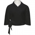 Black Cotton Cross Round Neck Women's Elegant Blouse N18185