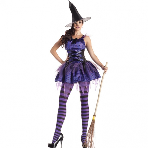 Nitty Sexy Purple Moon Star Witch Halloween Adult Costume N18177