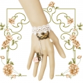 Vintage White Lace Wristband Masker Charms Bracelet with Butterfly Ring J18113
