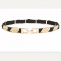 Fashion All-match Gold Alloy Leaf Elastic Thin Waist Belt N17938
