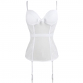 Sexy Charming White Spaghetti Strap Low-cut Elastic Mesh Bustier Corset N17911