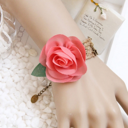 Vintage Braiding Wristband Flower Embellishment Bracelet J17894