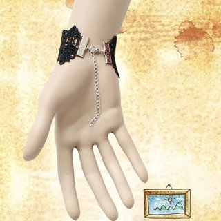 Vintage Black Lace Wristband Crystal Embellishment Bracelet J17862