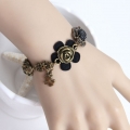 Gothic Bronze Chain Wristband Bronze Metal Floral Embellishment Bracelet J17809