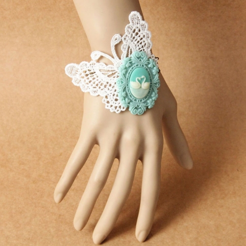 Victorian Gothic White Butterfly Embellishment Bracelet J17808