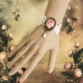 Retro White Gothic Lace Wristband Floral Embellishment Bracelet J17792