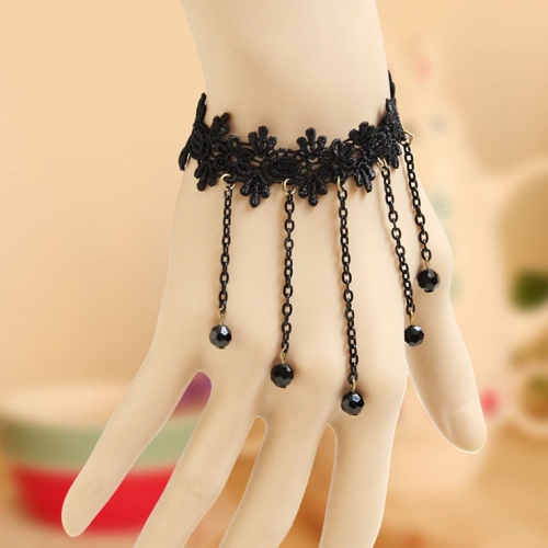 Retro Black Gothic Lace Wristband Bracelet J17782