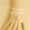 Gothic Style White Lace Wristband Imperial Crown Embellishment Bracelet J17777