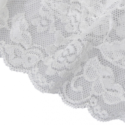Sexy White V Neck Floral Lace Spaghetti Strap Crop Top and Panty Lingerie Set N17348