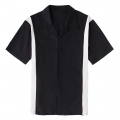 Fashion Black Splicing Panel Casual Fifties Bowling Shirt with Pocket N17185
