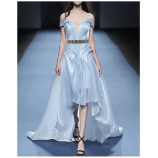 Women's Fashion Champagne Crystal Beaded Elastic Thin Waist Belt N17029