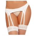 Sexy White Mesh Double Straps Lingerie Garter Belt with G-string HG16782