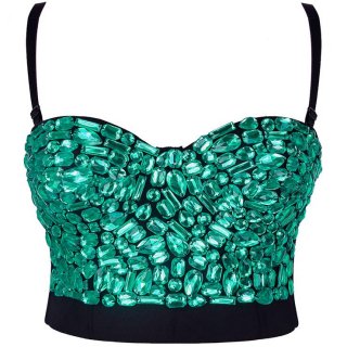 Sweets Green Studded Gem B Cup Bustier Bra Clubwear Top N16717