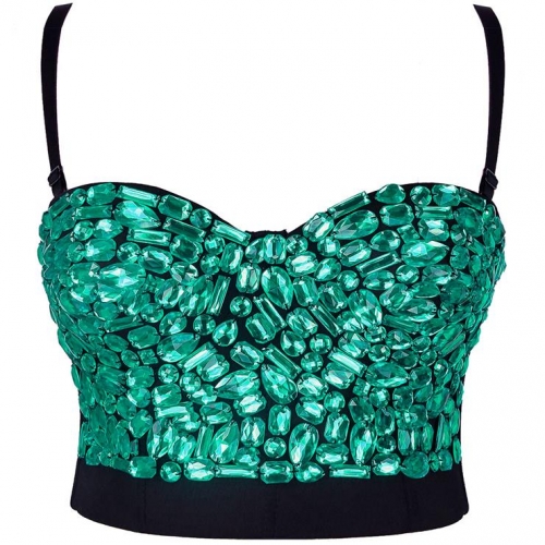 Sweets Green Studded Gem B Cup Bustier Bra Clubwear Top N16717