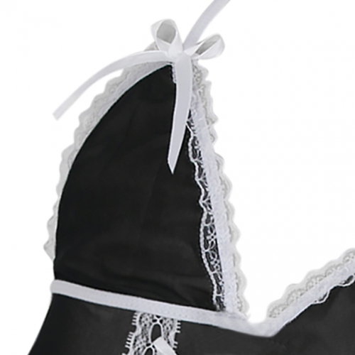 Hot Sexy Black Maid Babydoll Lingerie French Maid Cosplay Costume Set N16625