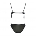 Sexy Black Spaghetti Strap See-through Lace Bra Top and Panty Lingerie Set N16590