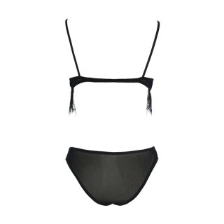 Sexy Black Spaghetti Strap See-through Lace Bra Top and Panty Lingerie Set N16590