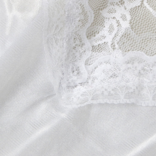Charming White Cross Back Straps Floral Lace Satin Babydoll Nightwear Lingerie N16498