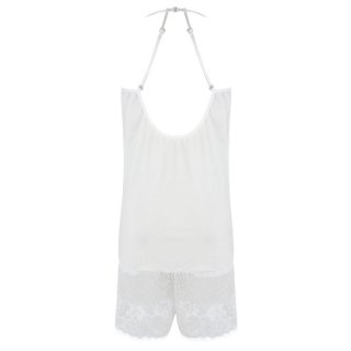 Sexy White Lace Patchwork Spaghetti Strap Nightwear Bodysuit Teddy Lingerie N16419